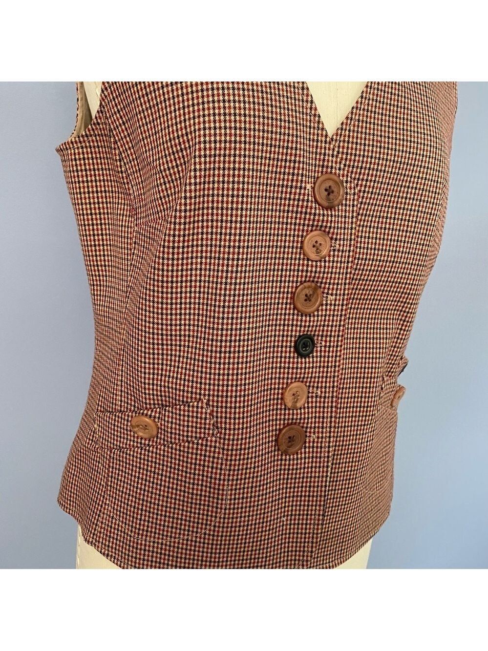 Relativity Brown Houndstooth Women’s Vest Sz M - Picture 5 of 10